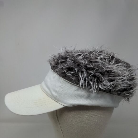 Flair Hair Strapback Sun Visor Hat Hair Wig White One Size Adjustable - Picture 3 of 9